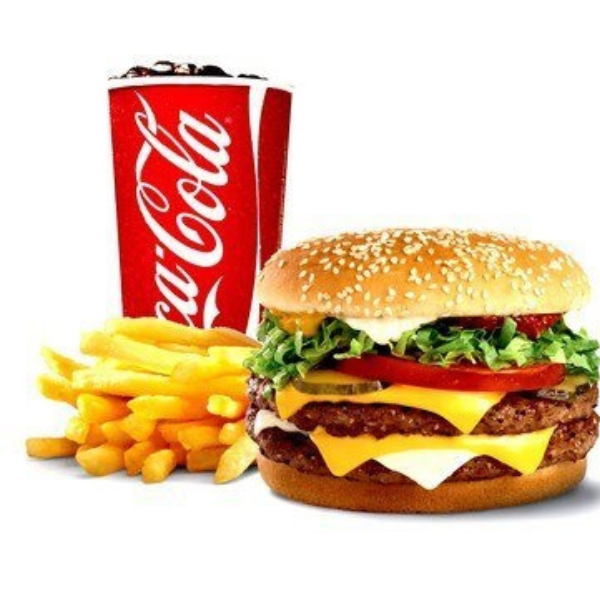 Double cheese burger, fries & drink